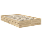 Cama con almacenamiento con cabecera Roble Sonoma 120 x 200 cm