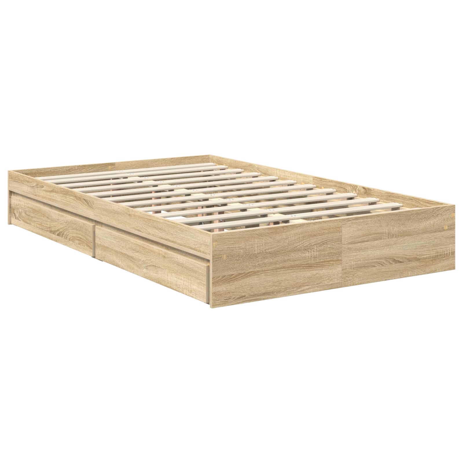 Cama con almacenamiento con cabecera Roble Sonoma 120 x 200 cm