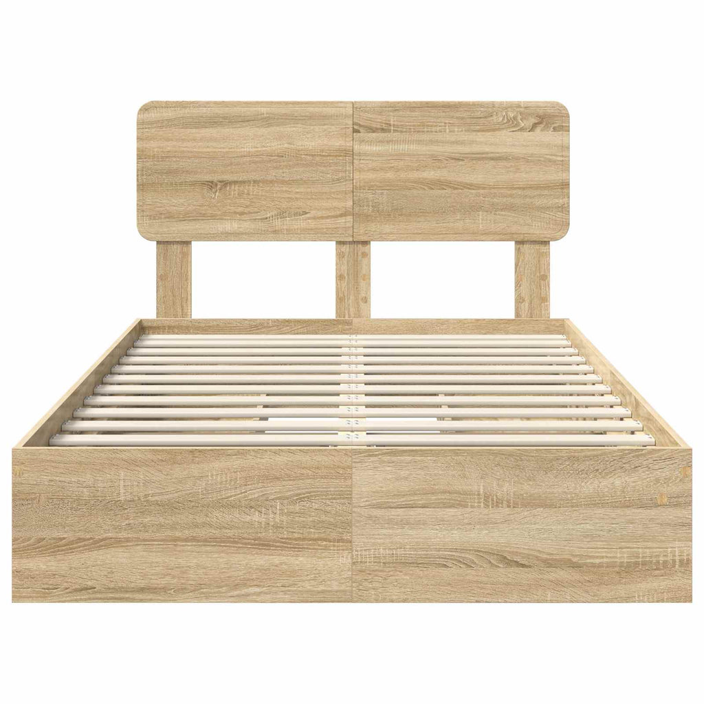 Cama con almacenamiento con cabecera Roble Sonoma 120 x 200 cm