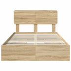 Cama con almacenamiento con cabecera Roble Sonoma 120 x 200 cm