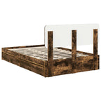 Cama con almacenamiento con cabecera Roble ahumado 120 x 200 cm