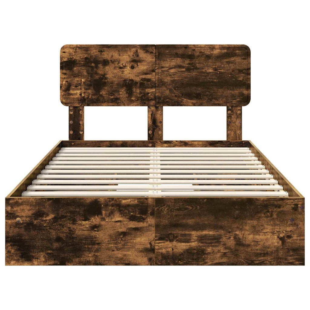 Cama con almacenamiento con cabecera Roble ahumado 120 x 200 cm