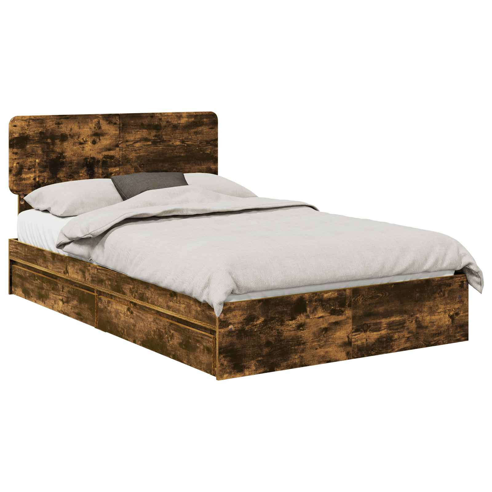 Cama con almacenamiento con cabecera Roble ahumado 120 x 190 cm