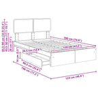 Cama con almacenamiento con cabecera Roble ahumado 120 x 190 cm