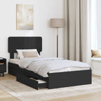 Cama con almacenamiento Negro 100 x 200 cm Madera de ingeniería