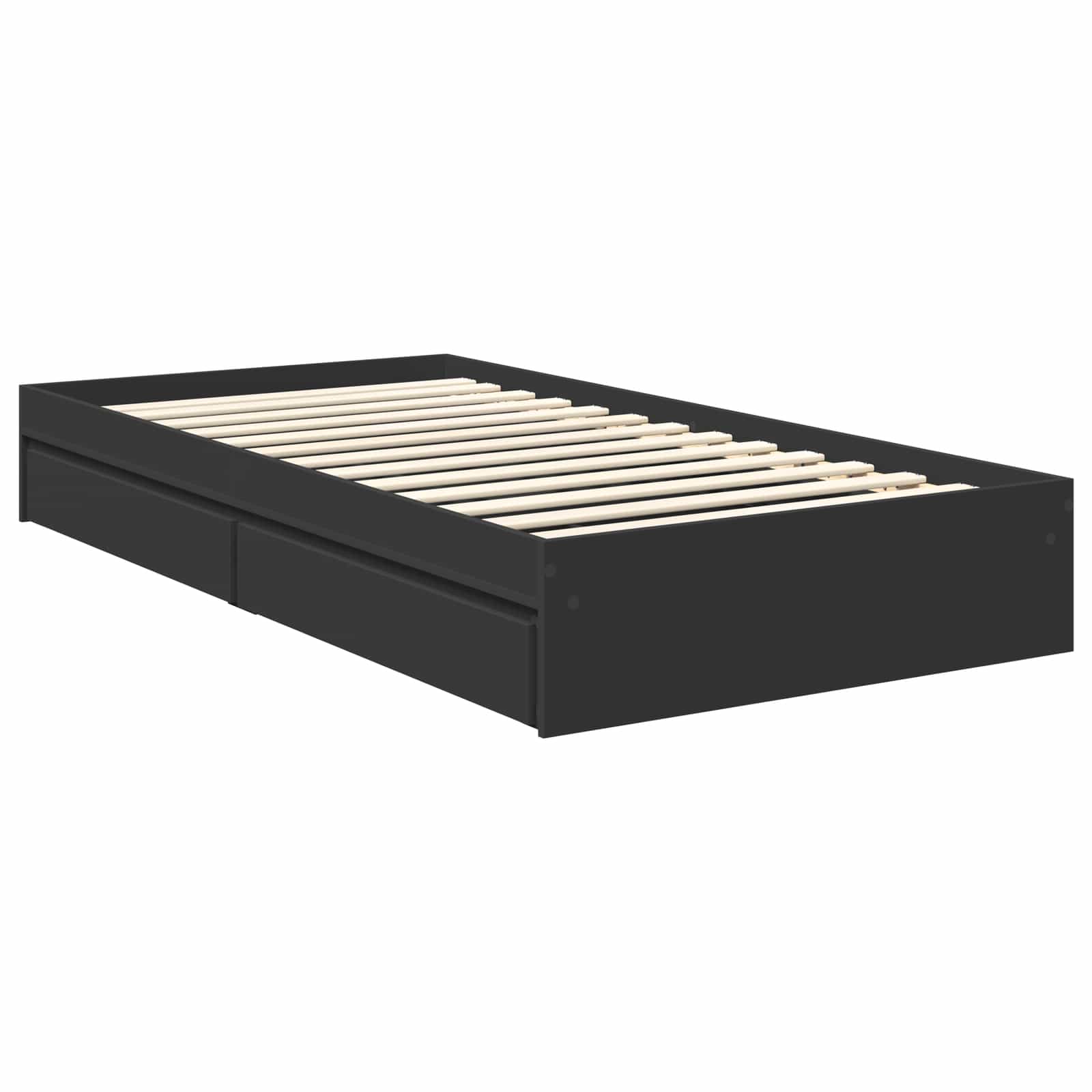 Cama con almacenamiento Negro 100 x 200 cm Madera de ingeniería