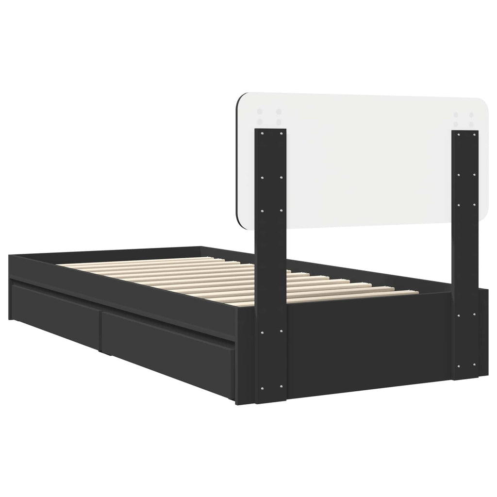 Cama con almacenamiento Negro 100 x 200 cm Madera de ingeniería