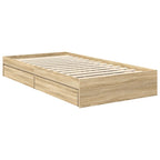 Cama con almacenamiento con cabecera Roble Sonoma 100 x 200 cm