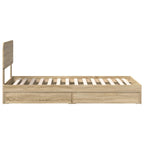 Cama con almacenamiento con cabecera Roble Sonoma 100 x 200 cm