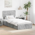 Cama con almacenamiento con cabecera Gris Concreto 90 x 200 cm