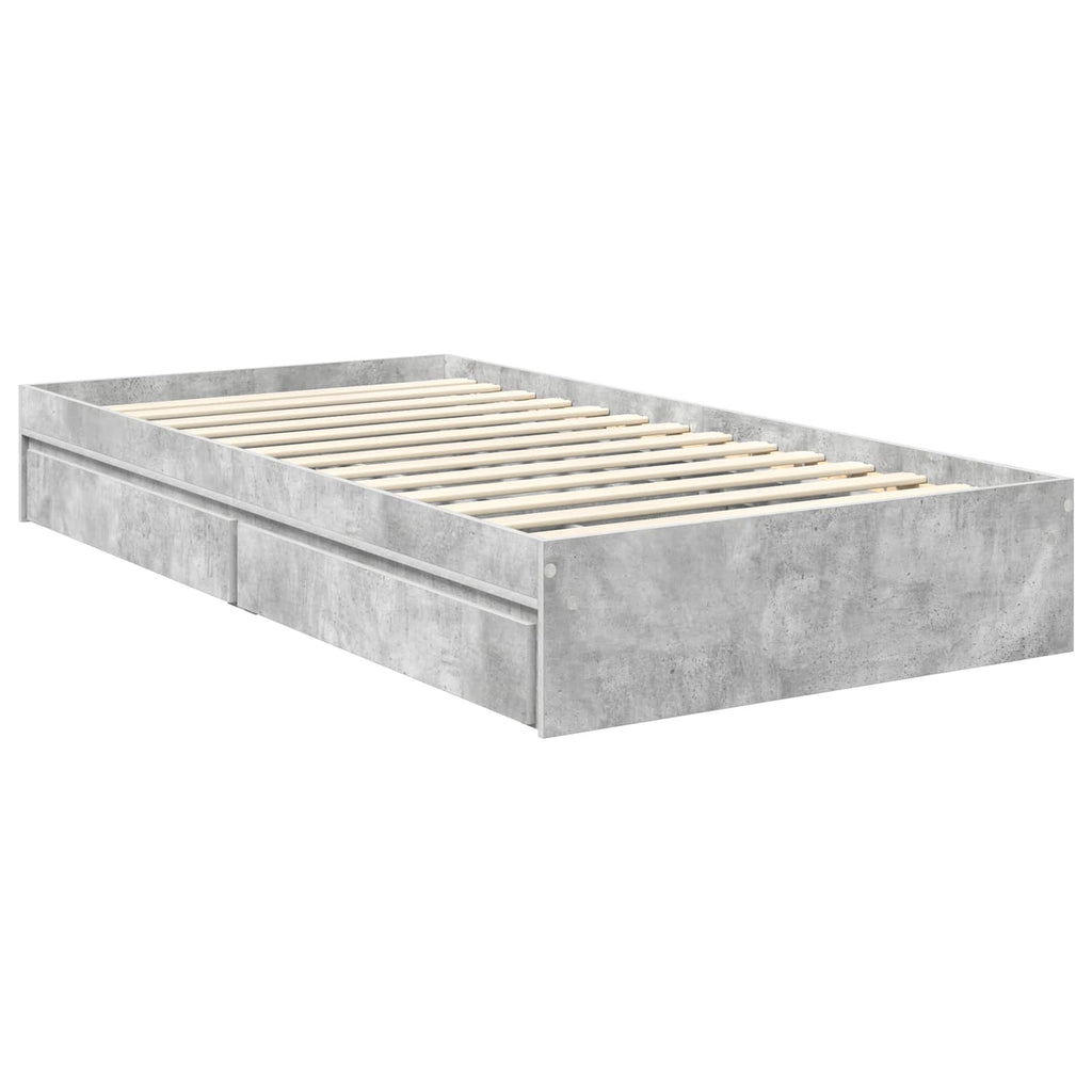 Cama con almacenamiento con cabecera Gris Concreto 90 x 200 cm