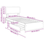 Cama con almacenamiento con cabecera Gris Concreto 90 x 200 cm