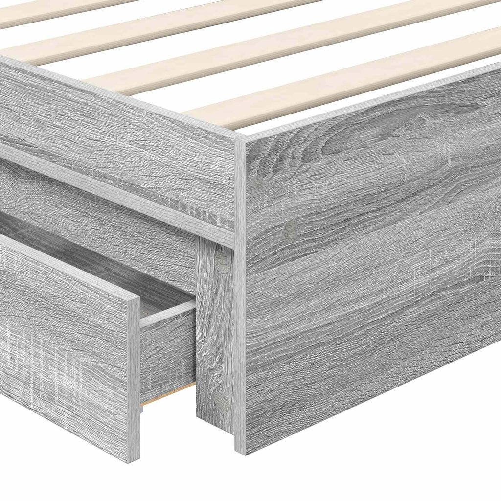 Cama con almacenamiento con cabecera Gris Sonoma 100 x 200 cm