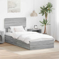 Cama con almacenamiento con cabecera Gris Sonoma 100 x 200 cm