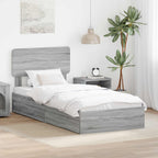 Cama con almacenamiento con cabecera Gris Sonoma 100 x 200 cm
