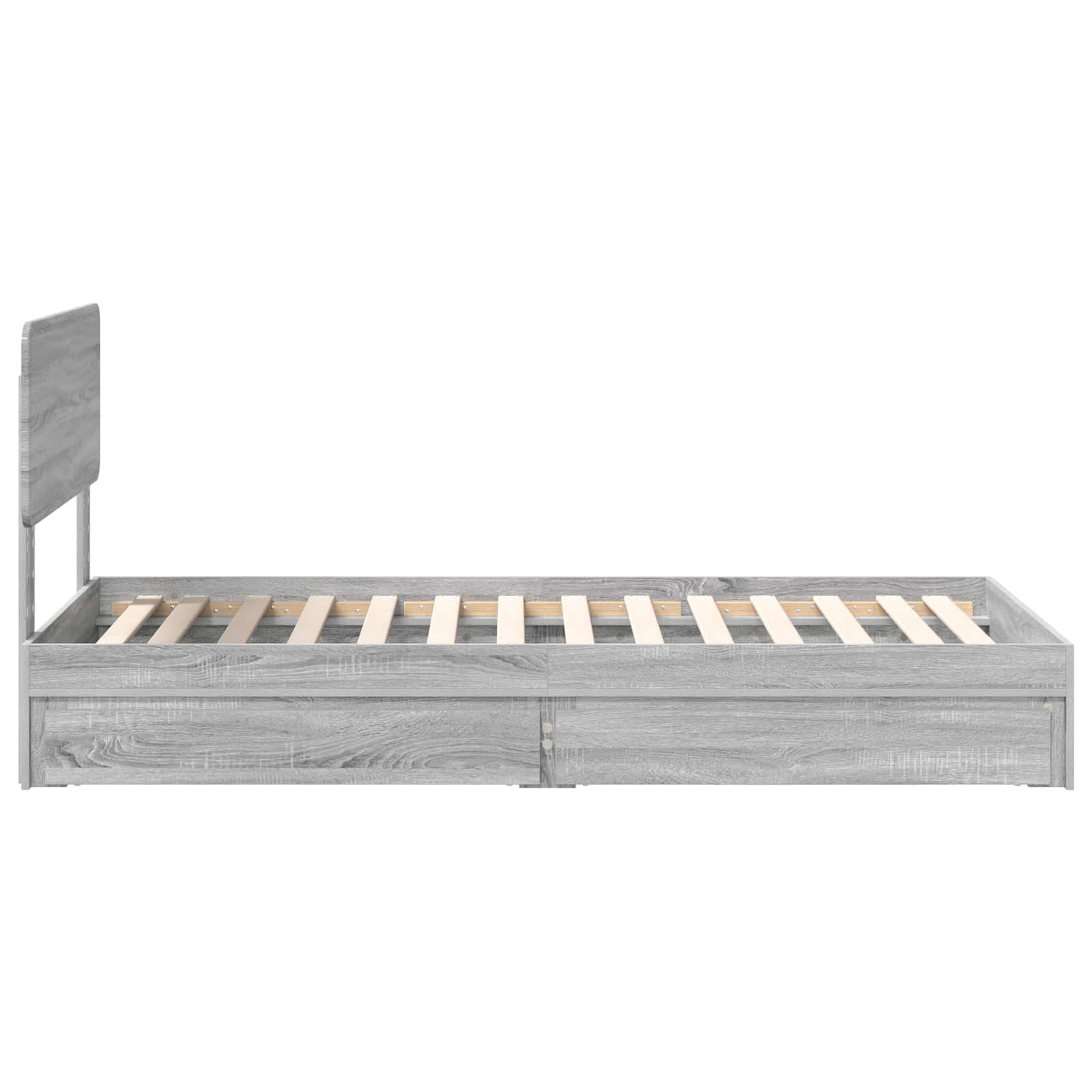 Cama con almacenamiento con cabecera Gris Sonoma 100 x 200 cm