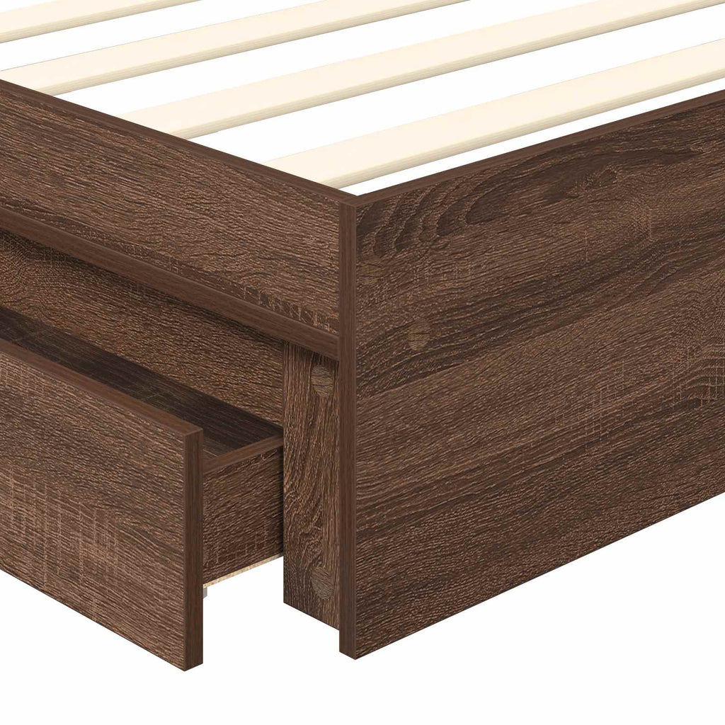 Cama con almacenamiento con cabecera Roble Marrón 100 x 200 cm
