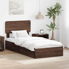 Cama con almacenamiento con cabecera Roble Marrón 100 x 200 cm