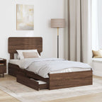 Cama con almacenamiento con cabecera Roble Marrón 100 x 200 cm