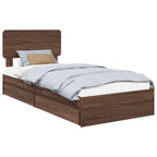 Cama con almacenamiento con cabecera Roble Marrón 100 x 200 cm