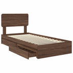 Cama con almacenamiento con cabecera Roble Marrón 100 x 200 cm