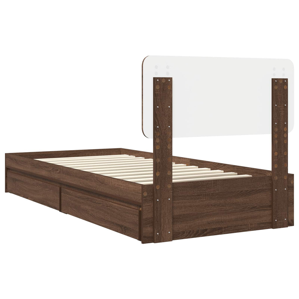 Cama con almacenamiento con cabecera Roble Marrón 100 x 200 cm