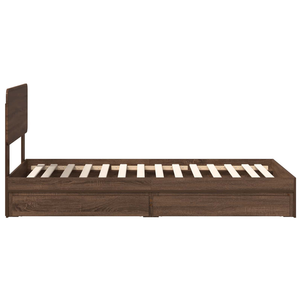 Cama con almacenamiento con cabecera Roble Marrón 100 x 200 cm