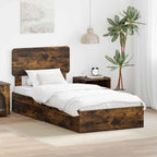 Cama con almacenamiento con cabecera Roble ahumado 90 x 200 cm