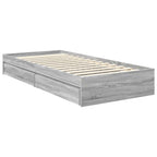 Cama con almacenamiento con cabecera Gris Sonoma 90 x 200 cm