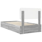 Cama con almacenamiento con cabecera Gris Sonoma 90 x 200 cm