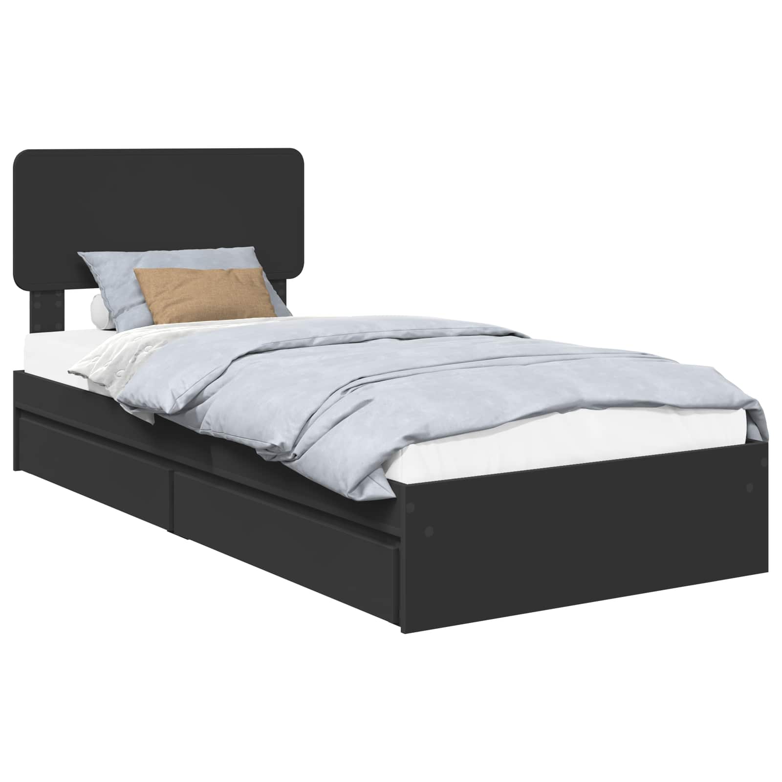 Cama con almacenamiento Negro 90 x 190 cm Madera de ingeniería
