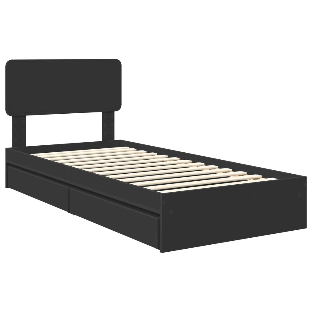 Cama con almacenamiento Negro 90 x 190 cm Madera de ingeniería