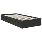 Cama con almacenamiento Negro 90 x 190 cm Madera de ingeniería