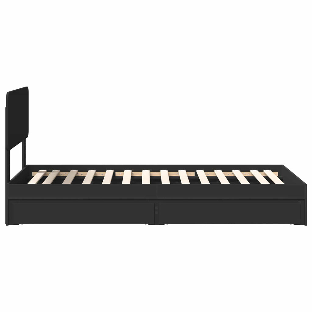 Cama con almacenamiento Negro 90 x 190 cm Madera de ingeniería