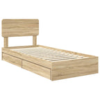 Cama con almacenamiento con cabecera Roble Sonoma 90 x 190 cm