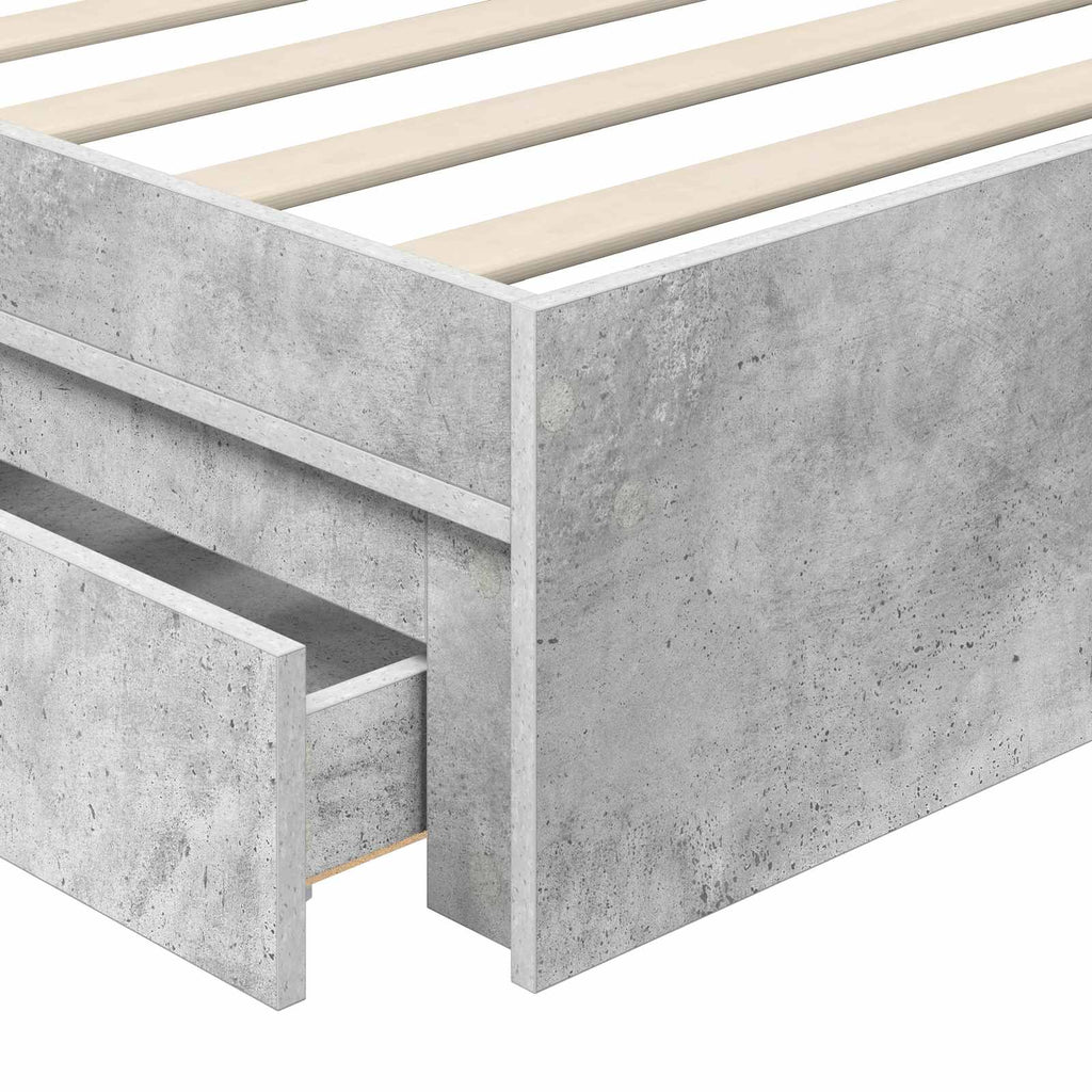 Cama con almacenamiento con cabecera Gris Concreto 90 x 190 cm