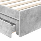 Cama con almacenamiento con cabecera Gris Concreto 90 x 190 cm