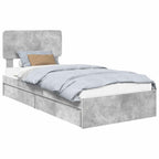 Cama con almacenamiento con cabecera Gris Concreto 90 x 190 cm