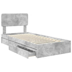 Cama con almacenamiento con cabecera Gris Concreto 90 x 190 cm