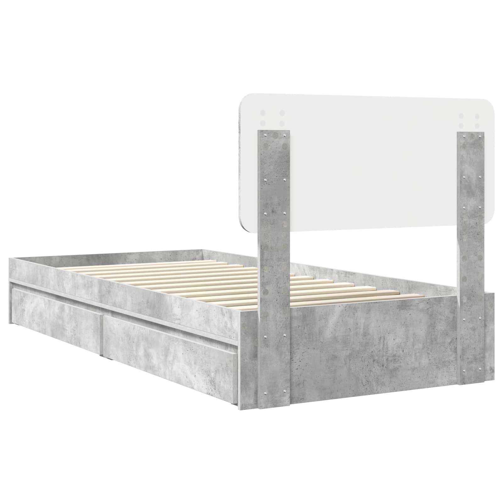Cama con almacenamiento con cabecera Gris Concreto 90 x 190 cm
