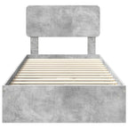 Cama con almacenamiento con cabecera Gris Concreto 90 x 190 cm