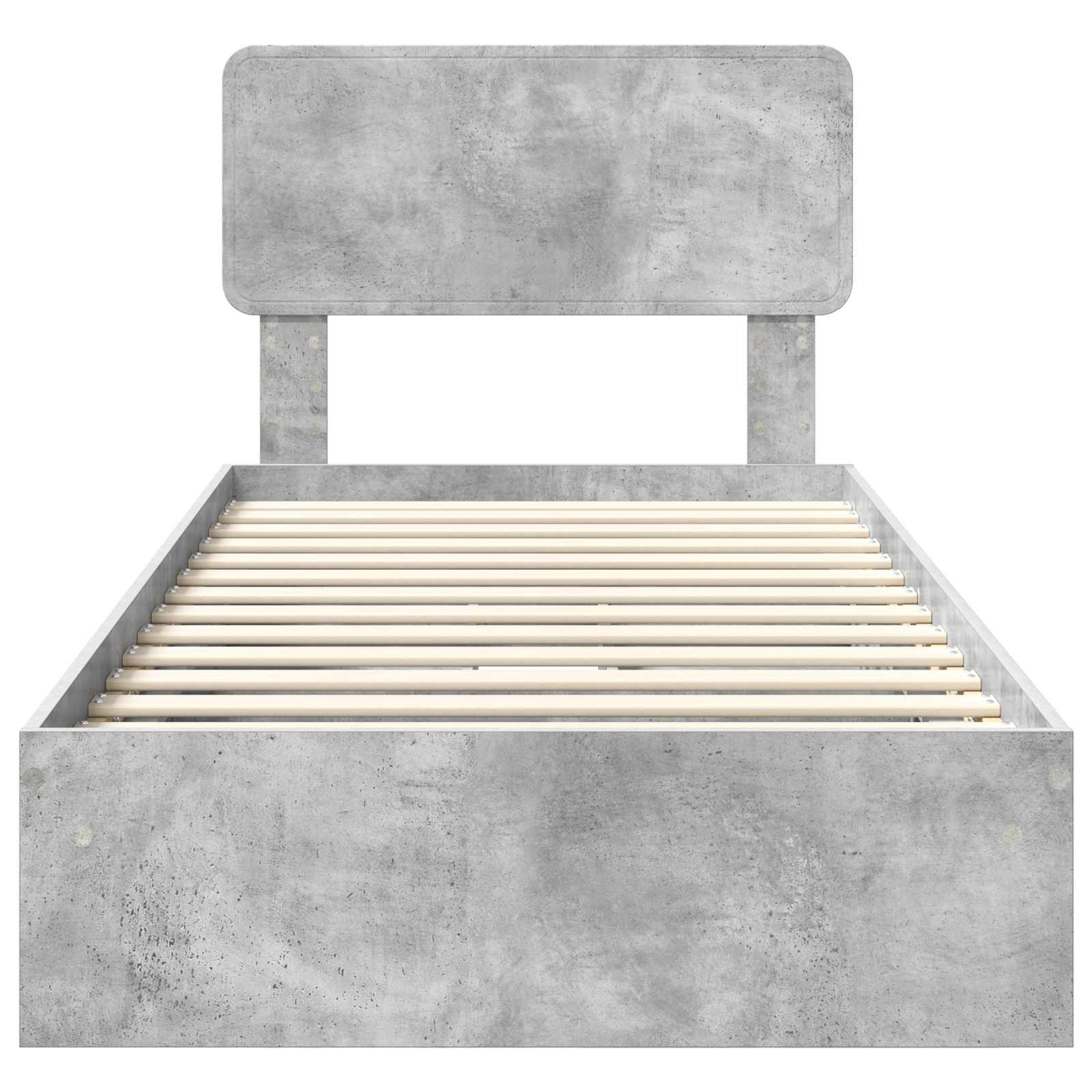 Cama con almacenamiento con cabecera Gris Concreto 90 x 190 cm