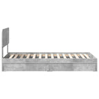 Cama con almacenamiento con cabecera Gris Concreto 90 x 190 cm