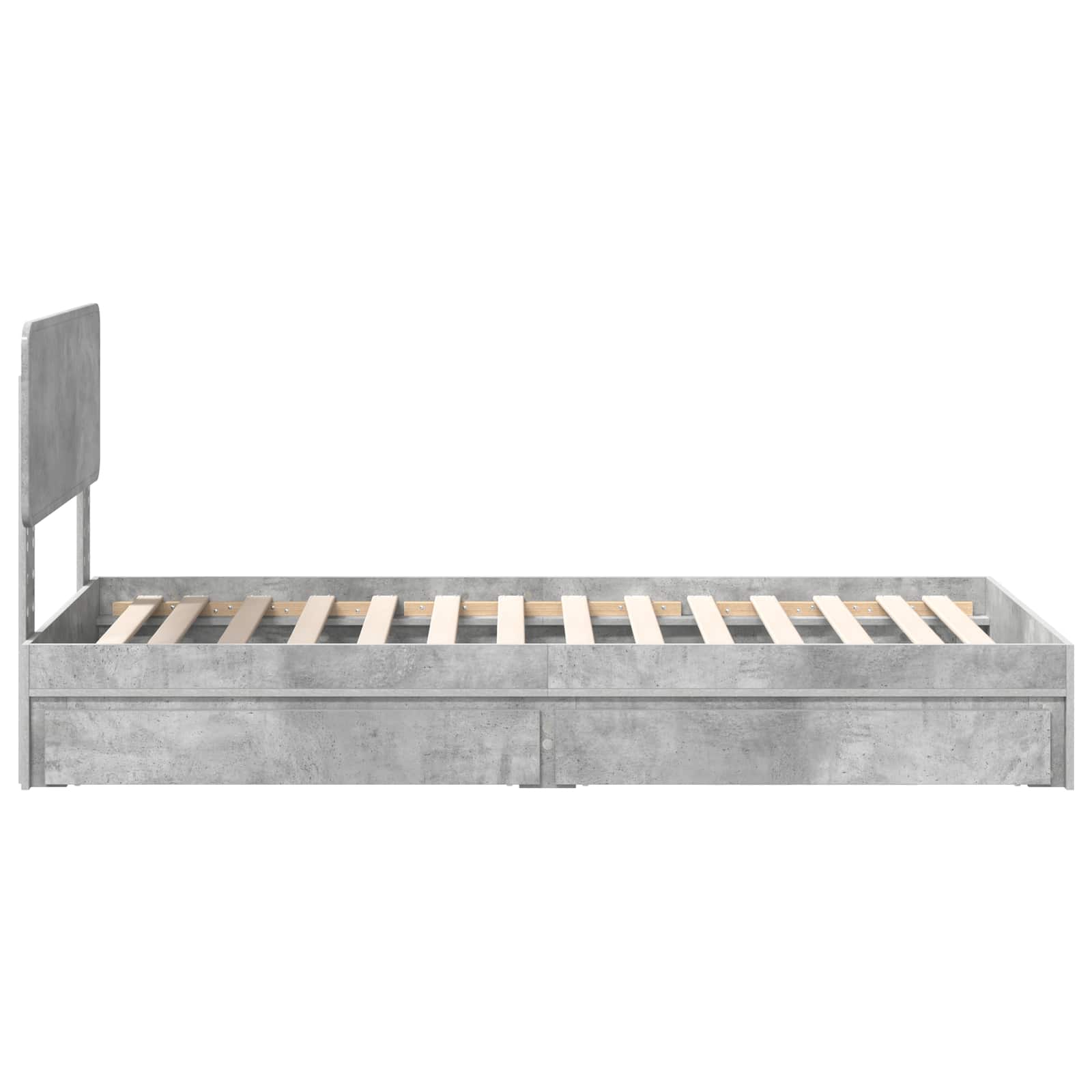 Cama con almacenamiento con cabecera Gris Concreto 90 x 190 cm