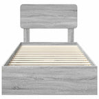 Cama con almacenamiento con cabecera Gris Sonoma 90 x 190 cm