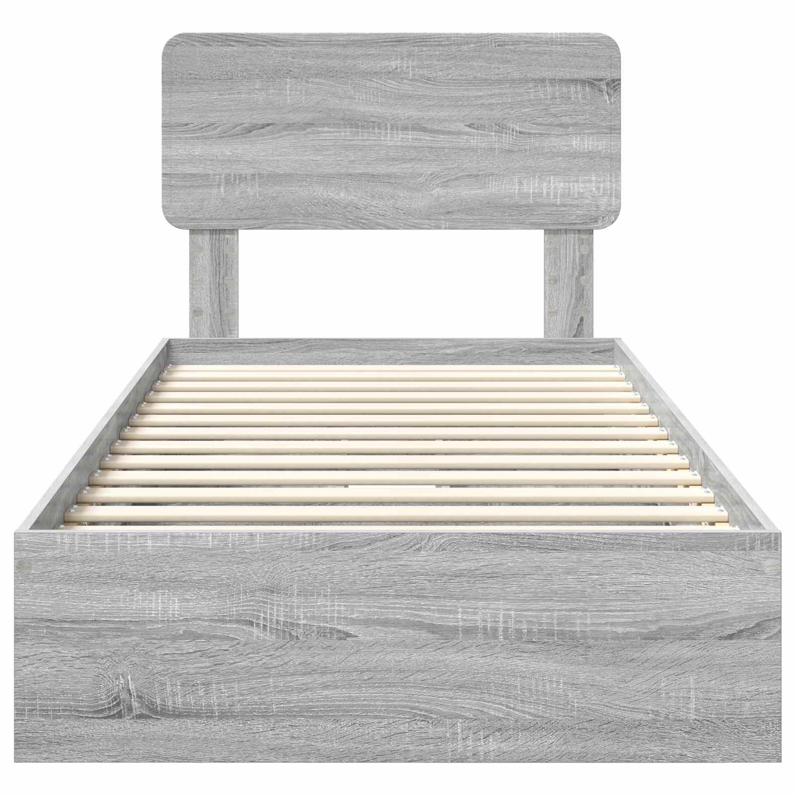 Cama con almacenamiento con cabecera Gris Sonoma 90 x 190 cm