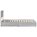 Cama con almacenamiento con cabecera Gris Sonoma 90 x 190 cm