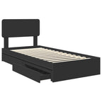 Cama con almacenamiento Negro 75 x 190 cm Madera de ingeniería