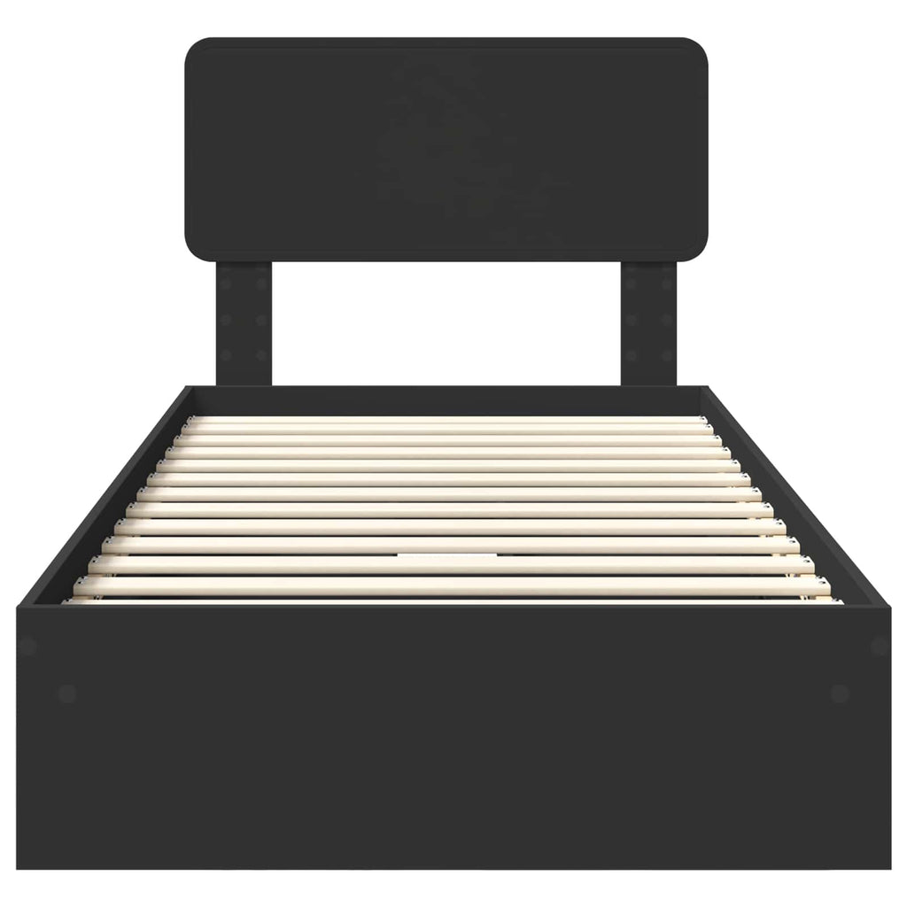 Cama con almacenamiento Negro 75 x 190 cm Madera de ingeniería