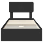 Cama con almacenamiento Negro 75 x 190 cm Madera de ingeniería